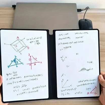 Caderno Quadro-Branco Reutilizável A5 – Planner Semanal em Couro com Caneta e Flanela