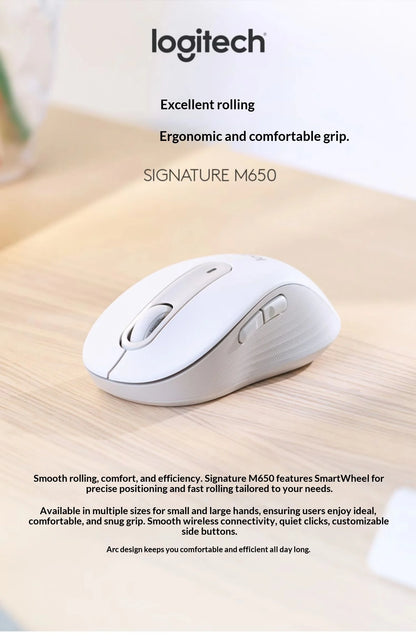 Mouse Logitech M650/M650L Sem Fio 2.4 GHz Ergonômico para PC e Notebook
