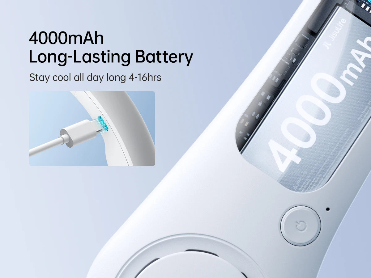 Ventilador de Pescoço Portátil JISULIFE FA14 4000mAh Sem Pás Recarregável USB-C
