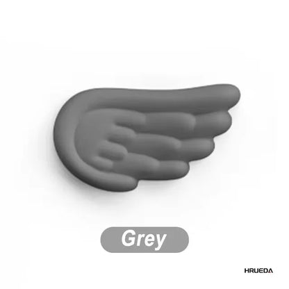 Apoio de pulso para teclado e mouse em formato de asa de anjo, feito de espuma viscoelástica. Suporte ergonômico e antiderrapante para digitação fácil em computadores e laptops.