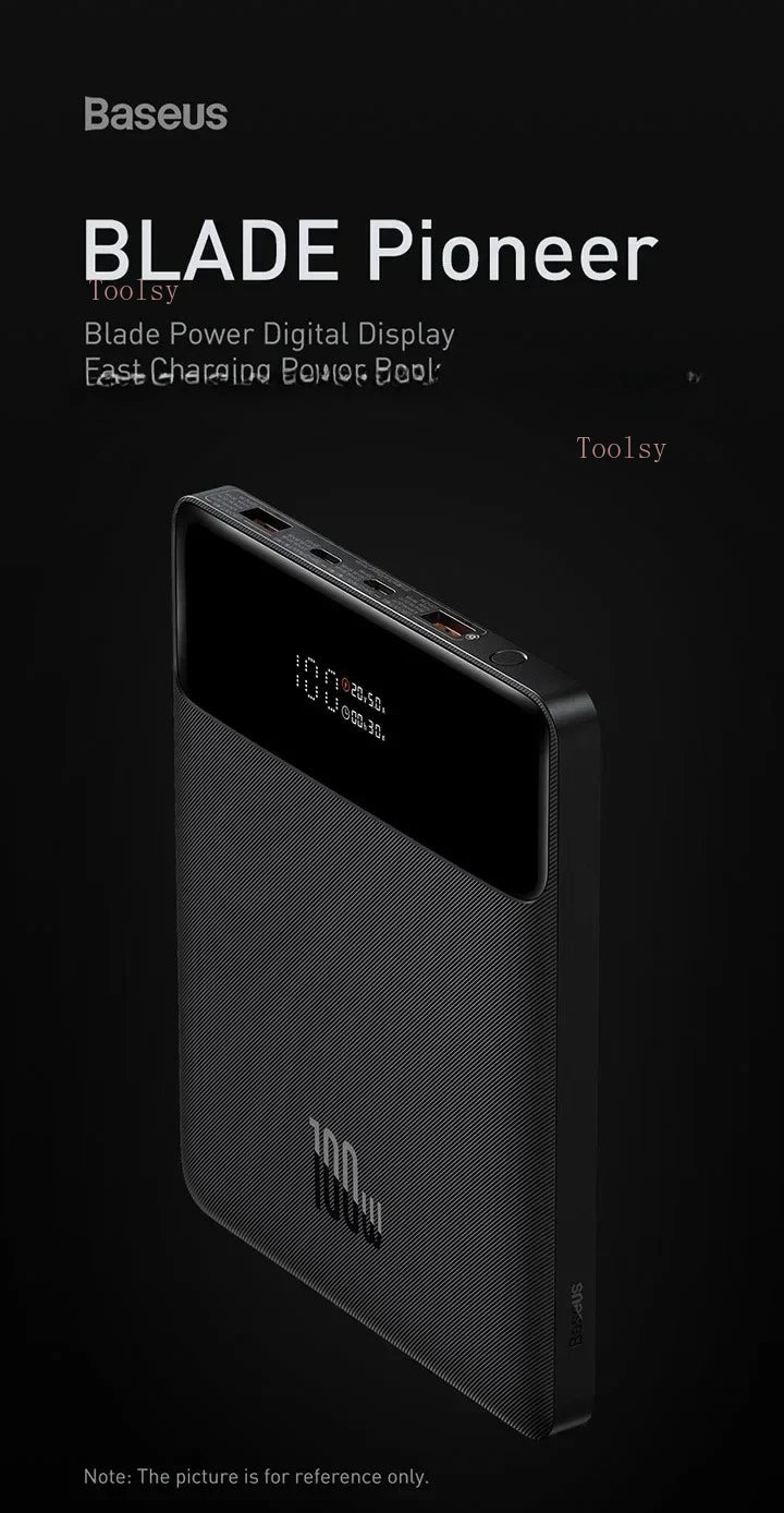 Power Bank Baseus Blade 20000mAh 100W Ultra-Slim com Display Digital Inteligente