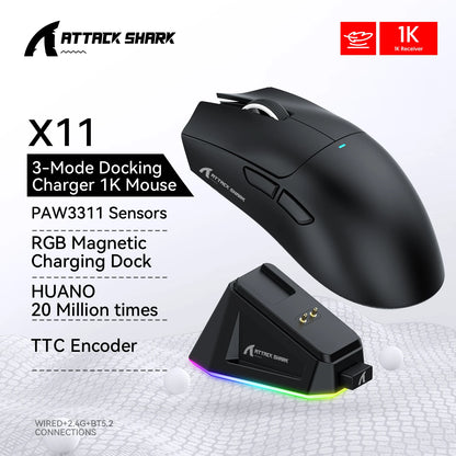 Attack Shark X11 — Mouse Gamer Tri-Mode