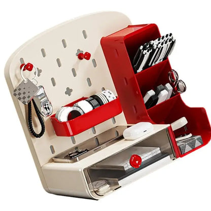 Organizador de Mesa Premium com Mini Painel Pegboard e Gavetas Duplas