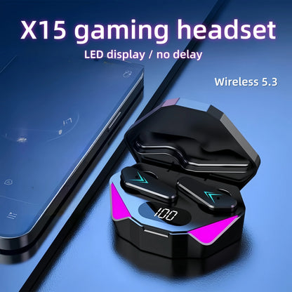 X15 TWS — Fone Bluetooth 5.3 Gamer com Display LED