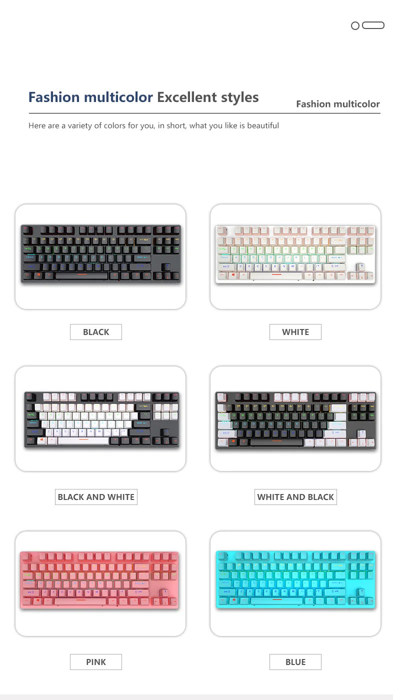 AyeBeau — Teclado Mecânico Gamer RGB 87 Teclas