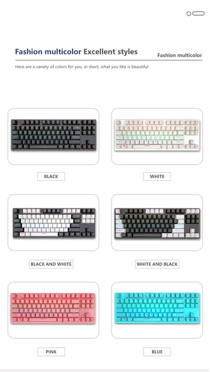 AyeBeau — Teclado Mecânico Gamer RGB 87 Teclas