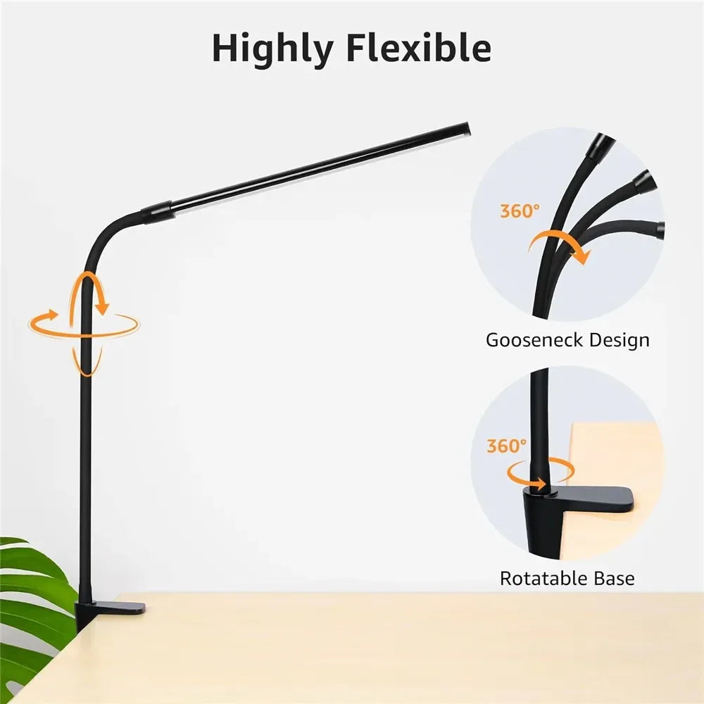 Luminária de Mesa LED DBF com Haste Flexível Gooseneck, CRI 90 e Controle Térmico/Luminoso (Single/Double Head)