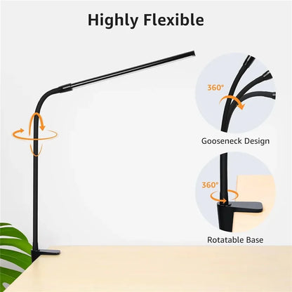 Luminária de Mesa LED DBF com Haste Flexível Gooseneck, CRI 90 e Controle Térmico/Luminoso (Single/Double Head)