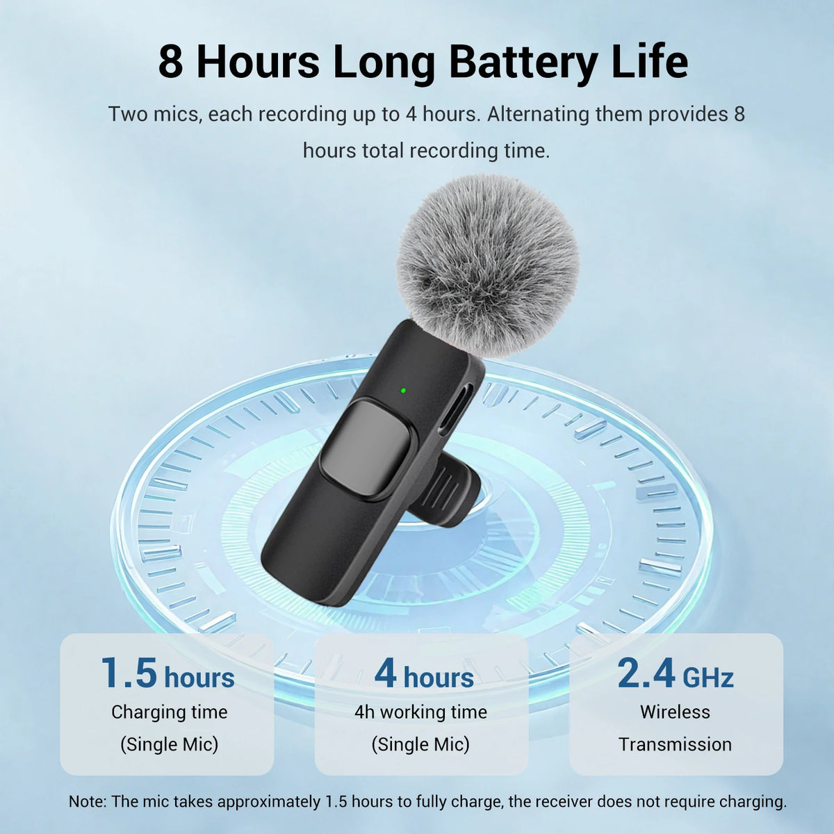 HITOZON — Microfone de Lapela Sem Fio USB-C