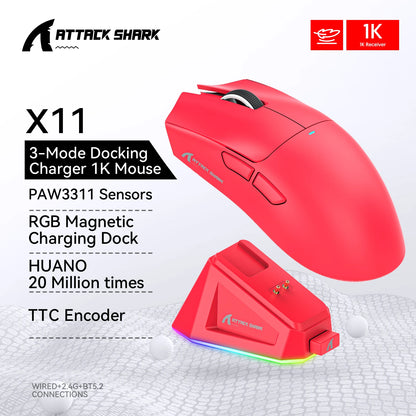Attack Shark X11 — Mouse Gamer Tri-Mode