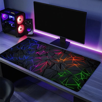Desk Mat Gamer Gradiente Neon XXL – Mouse Pad Speed com Borda Costurada