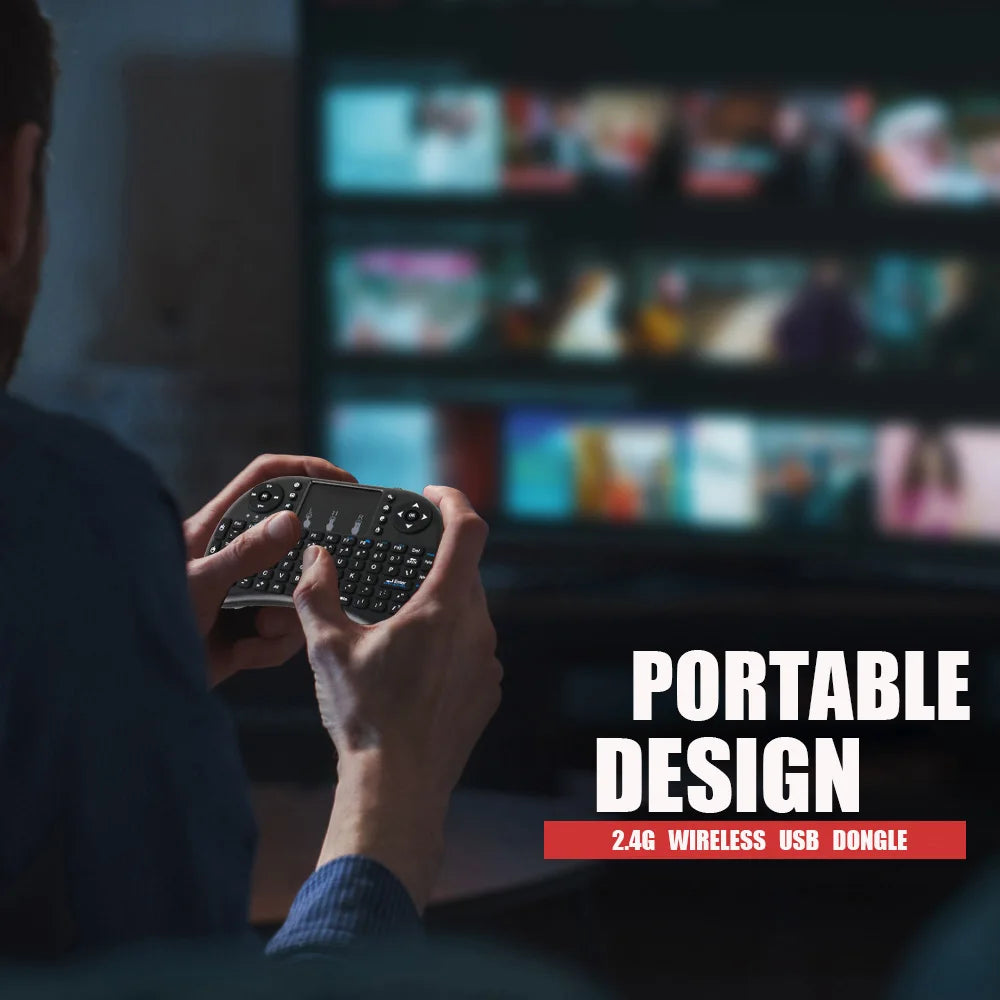 MRSVI i8 — Mini Teclado Sem Fio 2.4G com Touchpad