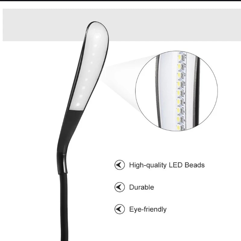 Luminária de Mesa LED USB Flexível POCKETMAN – Mini Lâmpada para Teclado de Notebook, Sensor Touch Dimerizável e Haste Ajustável para Power Bank e PC