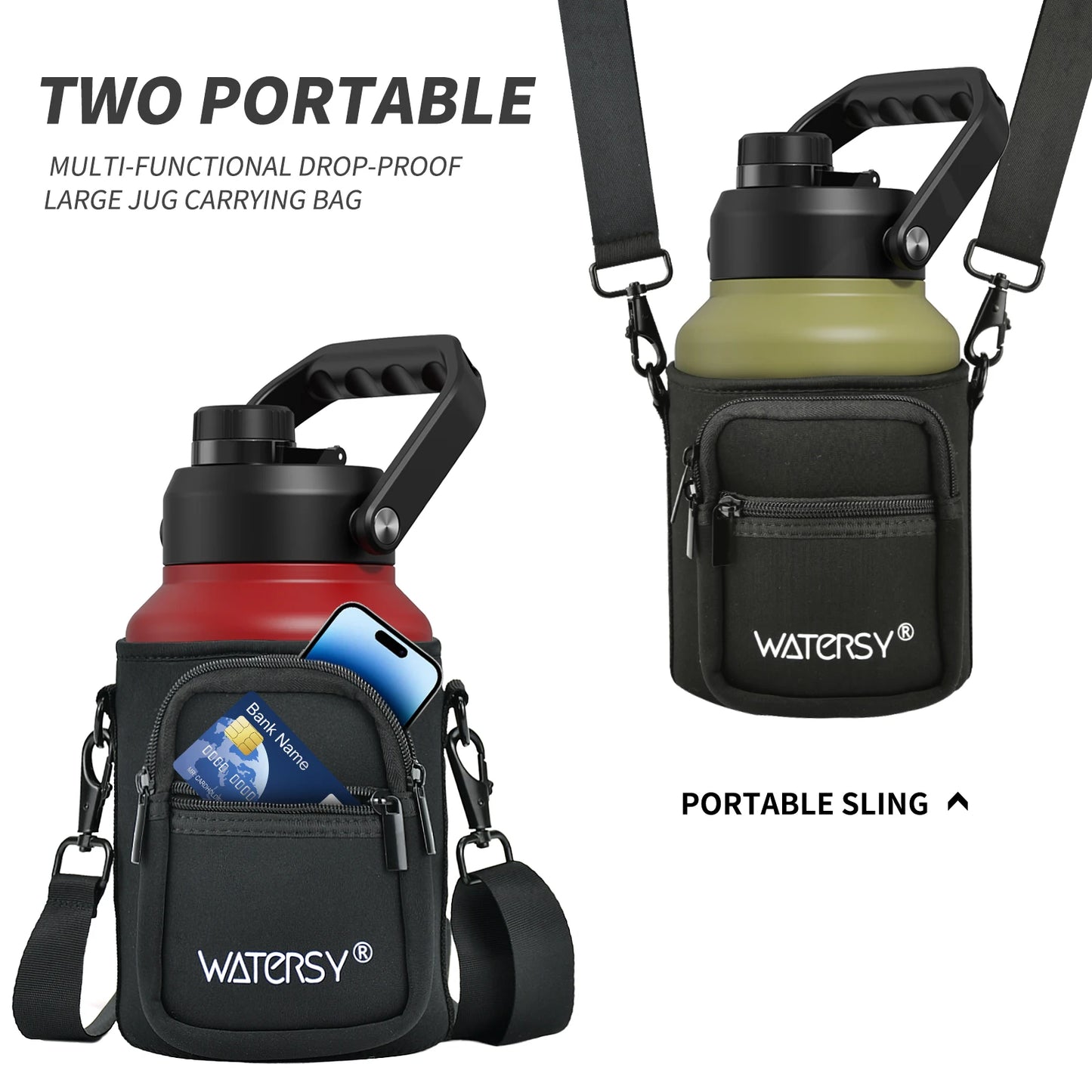 Garrafa Térmica Industrial Watersy em Inox 304 com Isolamento Multicamadas e Bolsa Tática (1.8L / 2.5L / 3.7L)