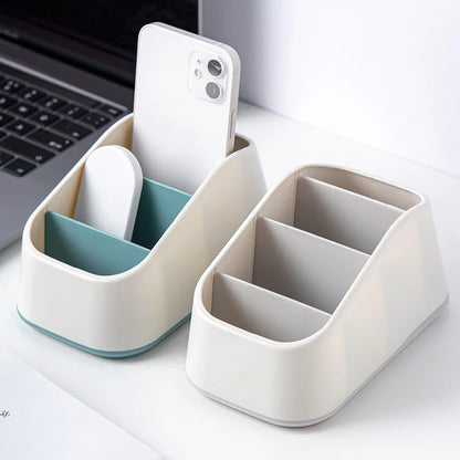 Organizador de Controle Remoto e Mesa com 4 Divisórias – Suporte Trapezoidal para Casa e Escritório