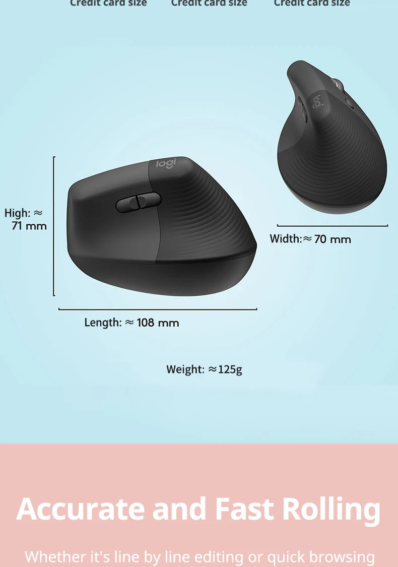 Mouse Vertical Ergonômico Logitech Lift Sem Fio Bluetooth com 4.000 DPI