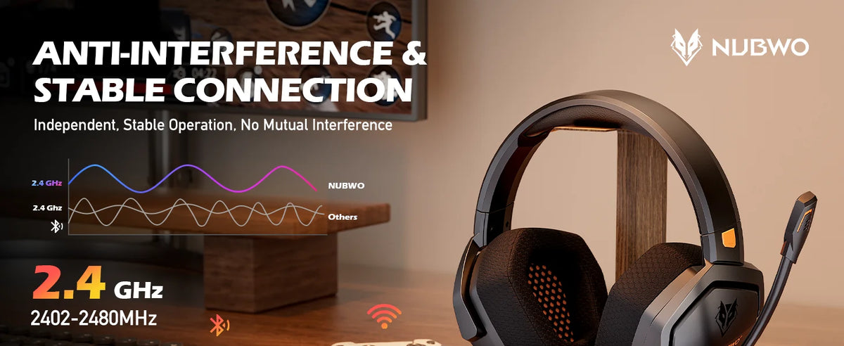 NUBWO G06 — Headset Gamer Sem Fio 2.4GHz + Bluetooth 5.3