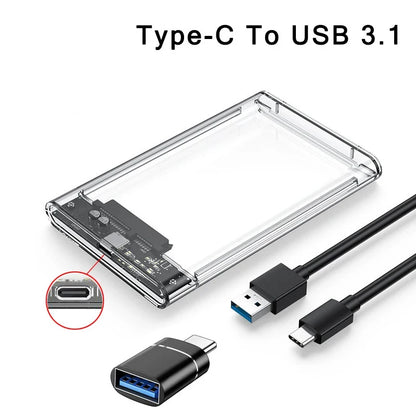 Case SATA 2,5″ Transparente USB 3.0/Type-C