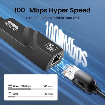 Adaptador Placa de Rede Externa USB 3.0 para Rede Cabeada RJ45 LAN Ethernet 10/100 Mbps