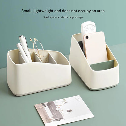 Organizador de Controle Remoto e Mesa com 4 Divisórias – Suporte Trapezoidal para Casa e Escritório