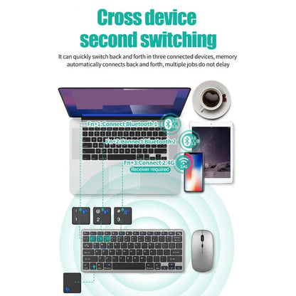 Kit Teclado e Mouse Sem Fio GOOJODOQ KM01 – Conexão Dupla Bluetooth 5.2 + 2.4G Wireless, Conectividade Multi-Dispositivo e Layout Slim 78 Teclas para PC, iPad e Android