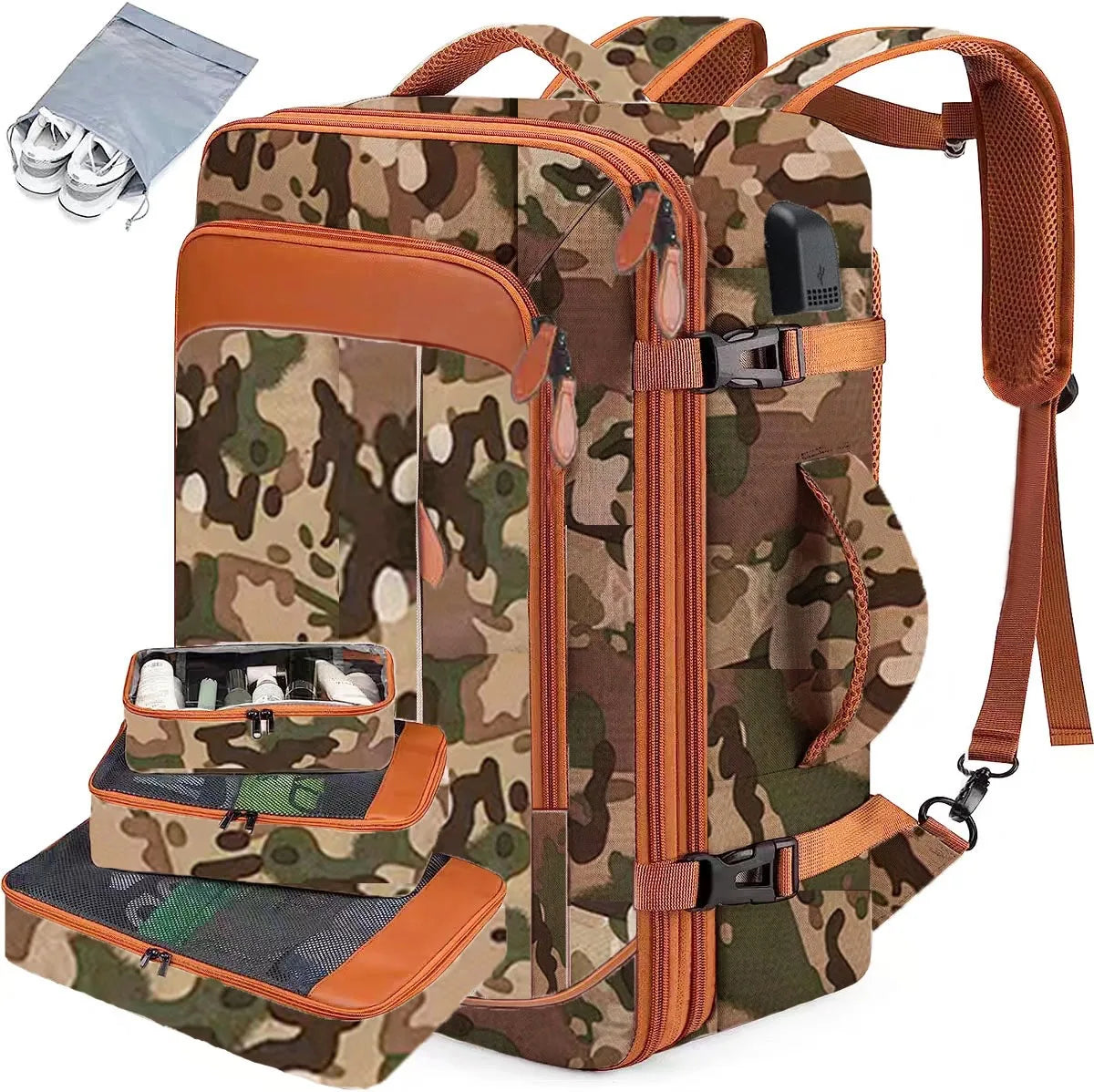 Mochila de Viagem Expansível Tipo Mala MOZHI (Acompanha 4 Organizadores)