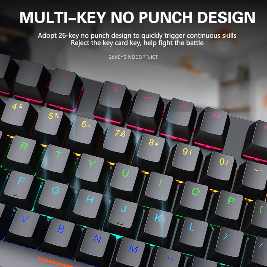 AyeBeau — Teclado Mecânico Gamer RGB 87 Teclas