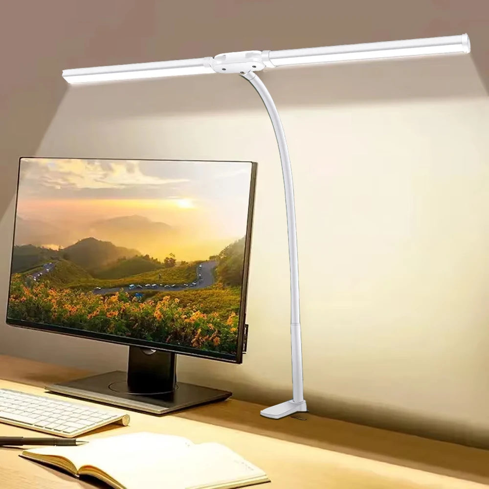 Luminária de Mesa LED DBF com Haste Flexível Gooseneck, CRI 90 e Controle Térmico/Luminoso (Single/Double Head)