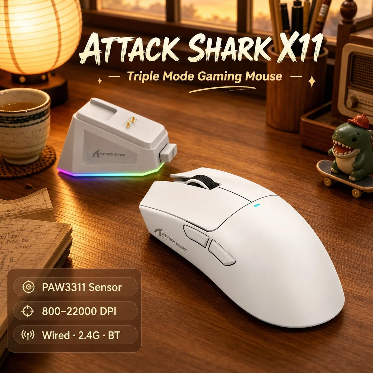 Attack Shark X11SE — Mouse Gamer Tri-Mode
