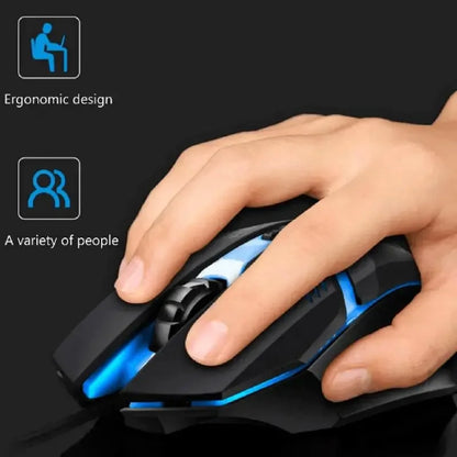 Mouse Gamer Ergonômico USB com RGB — 1600 DPI