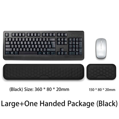 Apoio de pulso para teclado e mouse em espuma viscoelástica, suporte ergonômico para as mãos, ideal para notebooks e laptops.