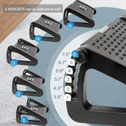 Apoio de Pés Ergonômico para Baixo da Mesa – Suporte com Rolos de Massagem e Altura Ajustável