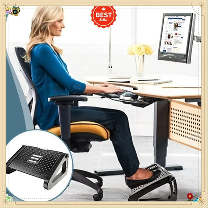 Apoio de Pés Ergonômico para Baixo da Mesa – Suporte com Rolos de Massagem e Altura Ajustável