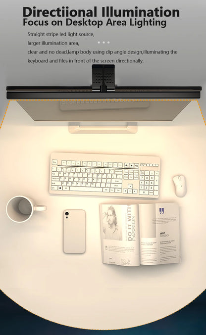 Luminária de Monitor Light Bar 50cm – Barra de Luz LED com Escurecimento Contínuo e Anti-Reflexo
