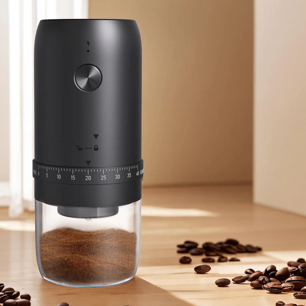 Moedor de Café Elétrico Portátil CLITON com Mós Cônicas e Ajuste Externo de 40 Níveis