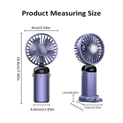 Mini Ventilador Portátil de Mão e Pescoço OIMG N15 Dobrável com Display LED e Suporte para Celular