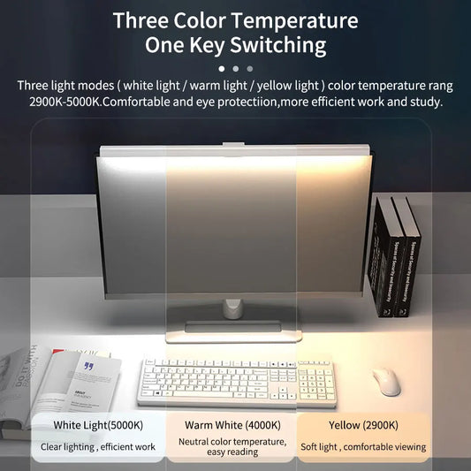 Luminária de Monitor Light Bar 50cm – Barra de Luz LED com Escurecimento Contínuo e Anti-Reflexo
