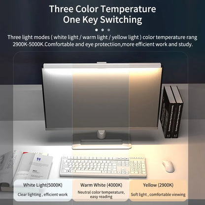 Luminária de Monitor Light Bar 50cm – Barra de Luz LED com Escurecimento Contínuo e Anti-Reflexo