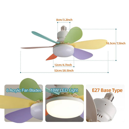 Lâmpada Ventilador de Teto LED 40W Bivolt E27 Dimerizável com Controle Remoto