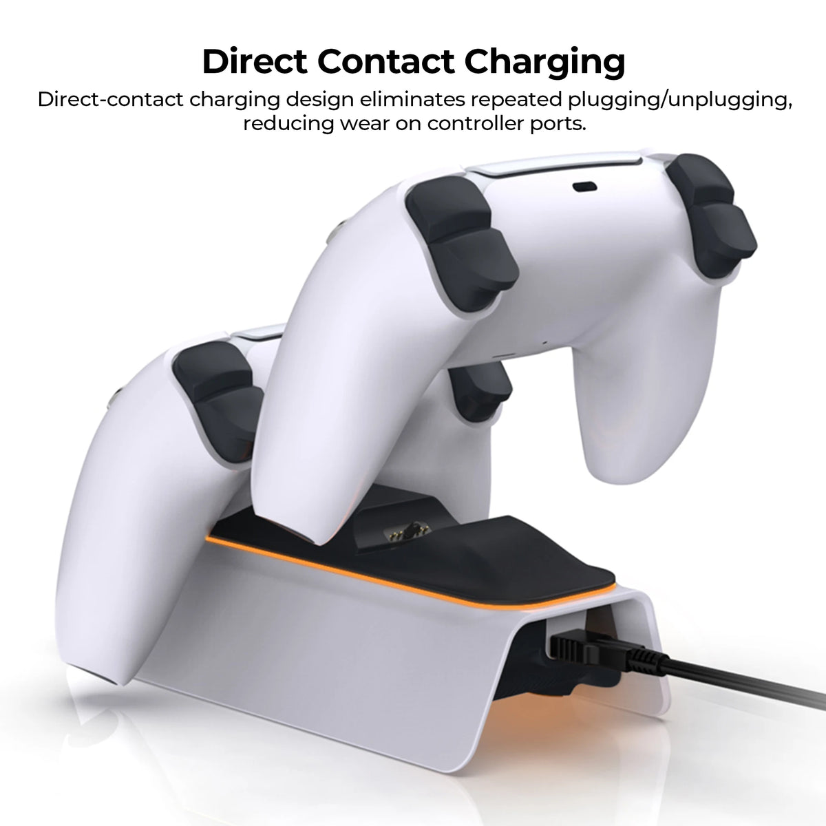 Base Carregadora KOMIER para 2 Controles PS5 DualSense com Indicador LED