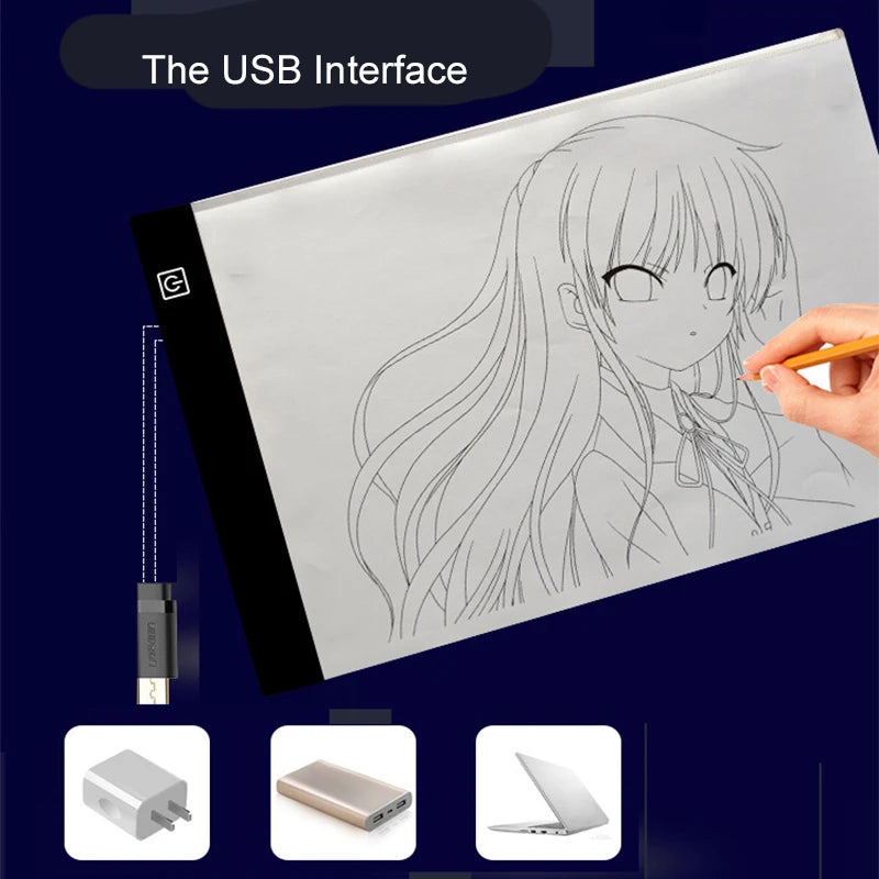 Mesa de Luz LED para Desenho e Decalque – Prancheta Digital Regulável em 3 Níveis