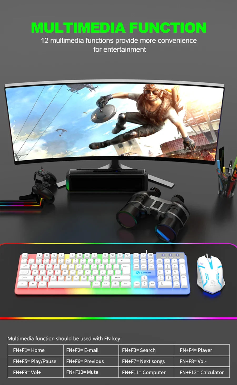 NG GTX350 — Combo Teclado e Mouse Gamer com LED