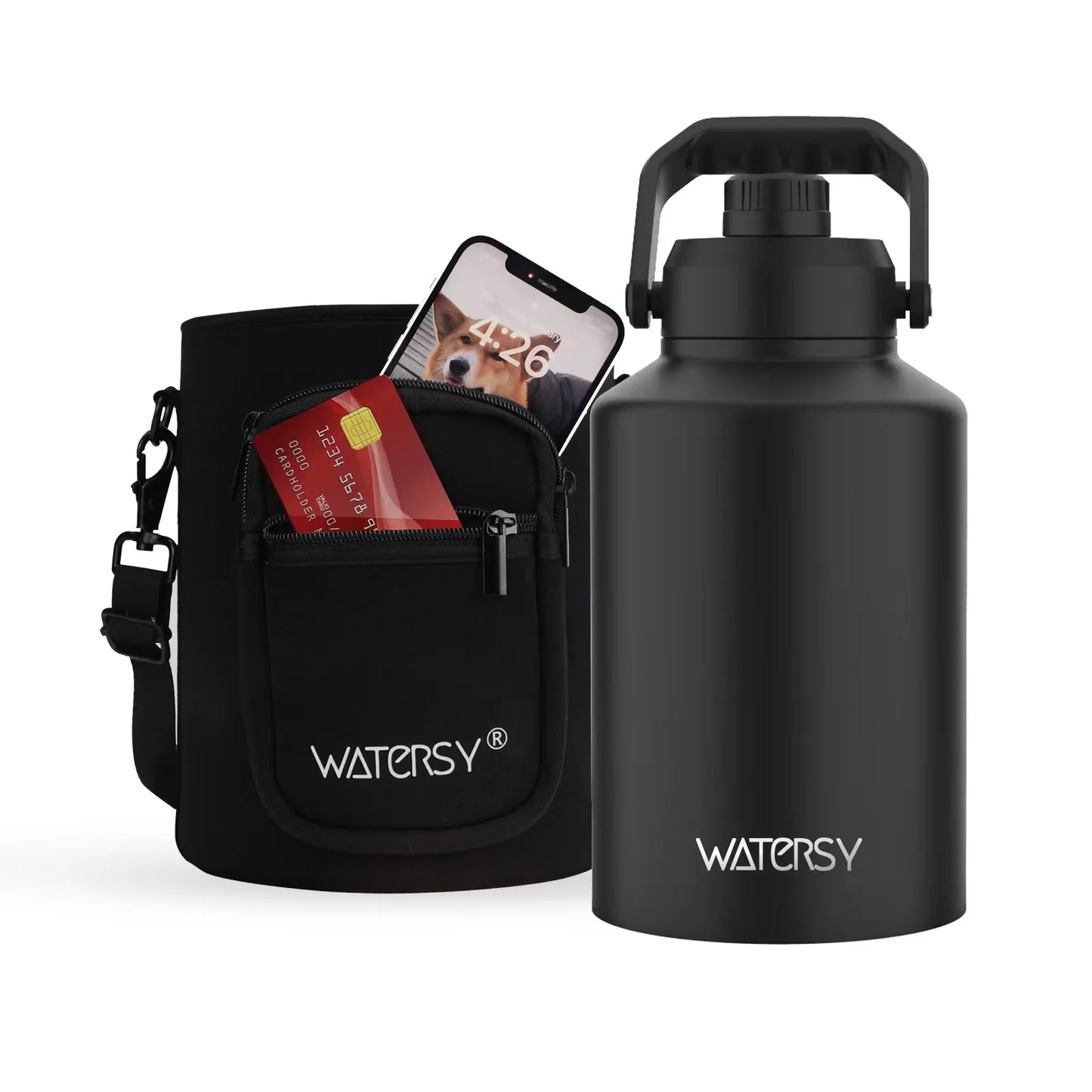 Garrafa Térmica Watersy em Inox 304 de Alta Capacidade com Alça de Alta Carga (64oz / 87oz / 128oz)