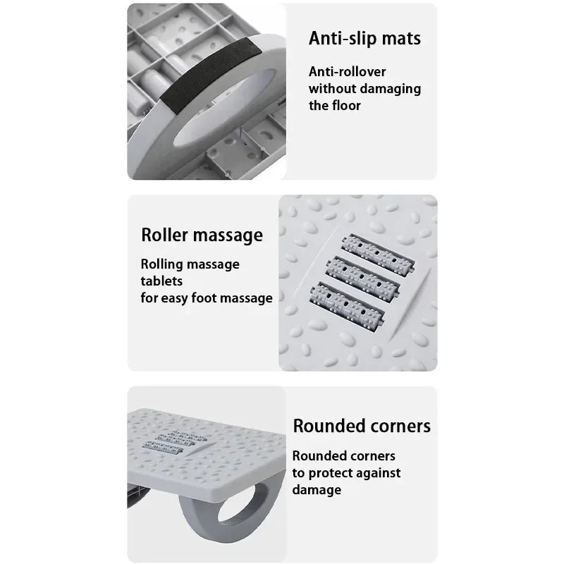 Apoio de Pés Ergonômico Balanço 180° – Suporte de Mesa com Rolos de Massagem Ativa