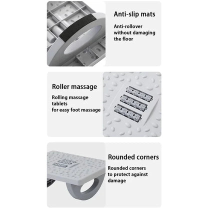 Apoio de Pés Ergonômico Balanço 180° – Suporte de Mesa com Rolos de Massagem Ativa