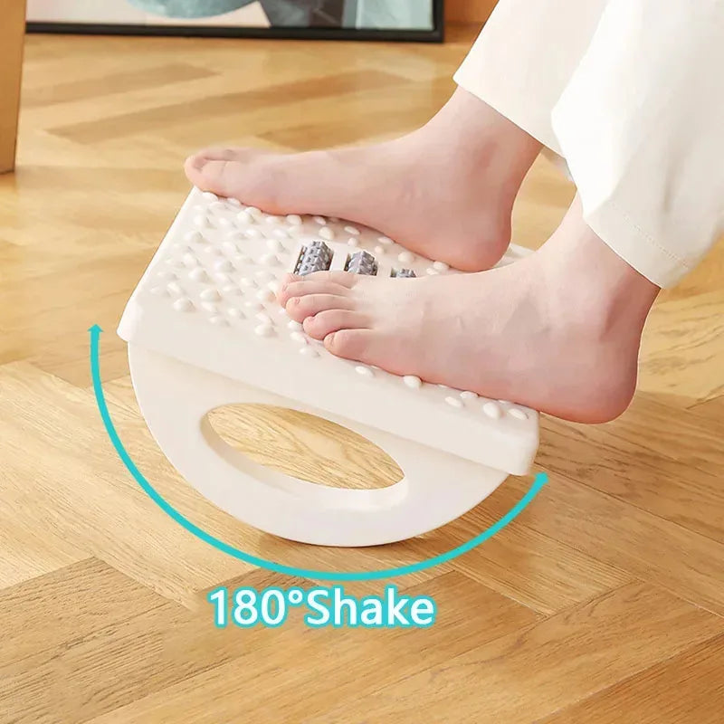 Apoio de Pés Ergonômico Balanço 180° com Rolos de Massagem – Suporte Dinâmico para Baixo da Mesa, Antiderrapante para Home Office e Alívio de Fadiga