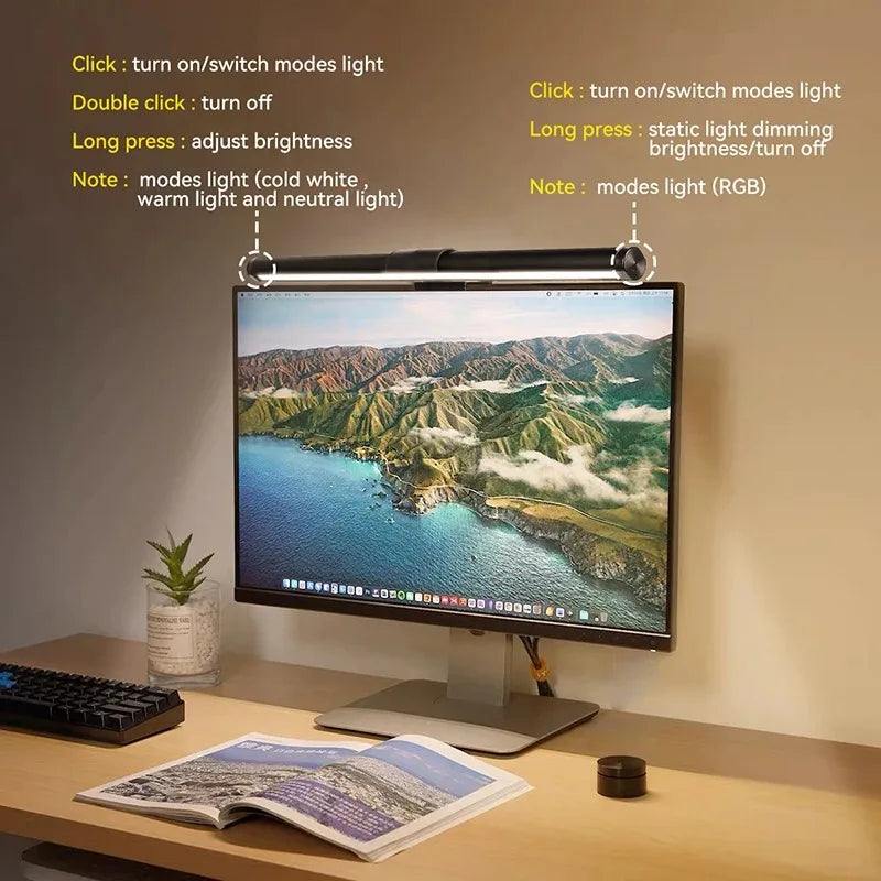 Light Bar para Monitor de Computador CHENBEN – Luminária LED com Filtro Anti-Luz Azul, Dimerização Progressiva Touch e Conexão USB para PC