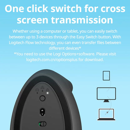 Mouse Vertical Ergonômico Logitech Lift Sem Fio Bluetooth com 4.000 DPI