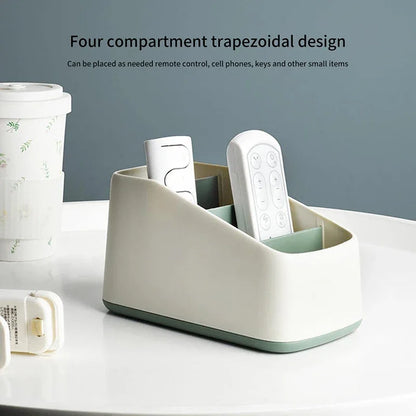 Organizador de Controle Remoto e Mesa com 4 Divisórias – Suporte Trapezoidal para Casa e Escritório