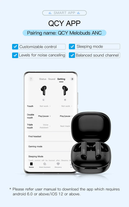 QCY HT05 MeloBuds ANC — Fone TWS Bluetooth 5.2 com ANC